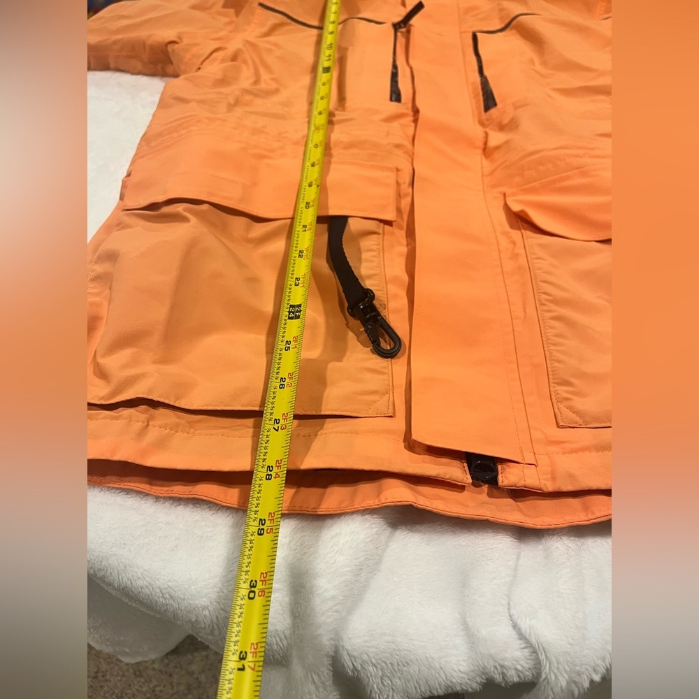 Lands' End Men’s Waterproof Hooded Rain Jacket Shell - Orange - Small - Picture 11 of 13